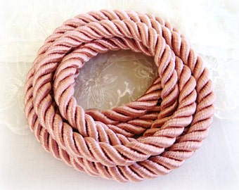 Salmon Satin Twisted Cord, Wrapped Thread Cord, 10mm Rope Cord- 1 Yard/ 0,92m approx.(1 piece)