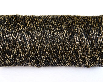 Black Gold Metallic Waxed Cord 1mm, Macrame Waxed Cord, Metallic Cord, Twisted Black String, Bakers Twine - 10 yards/ 9.2m approx.(1 piece)