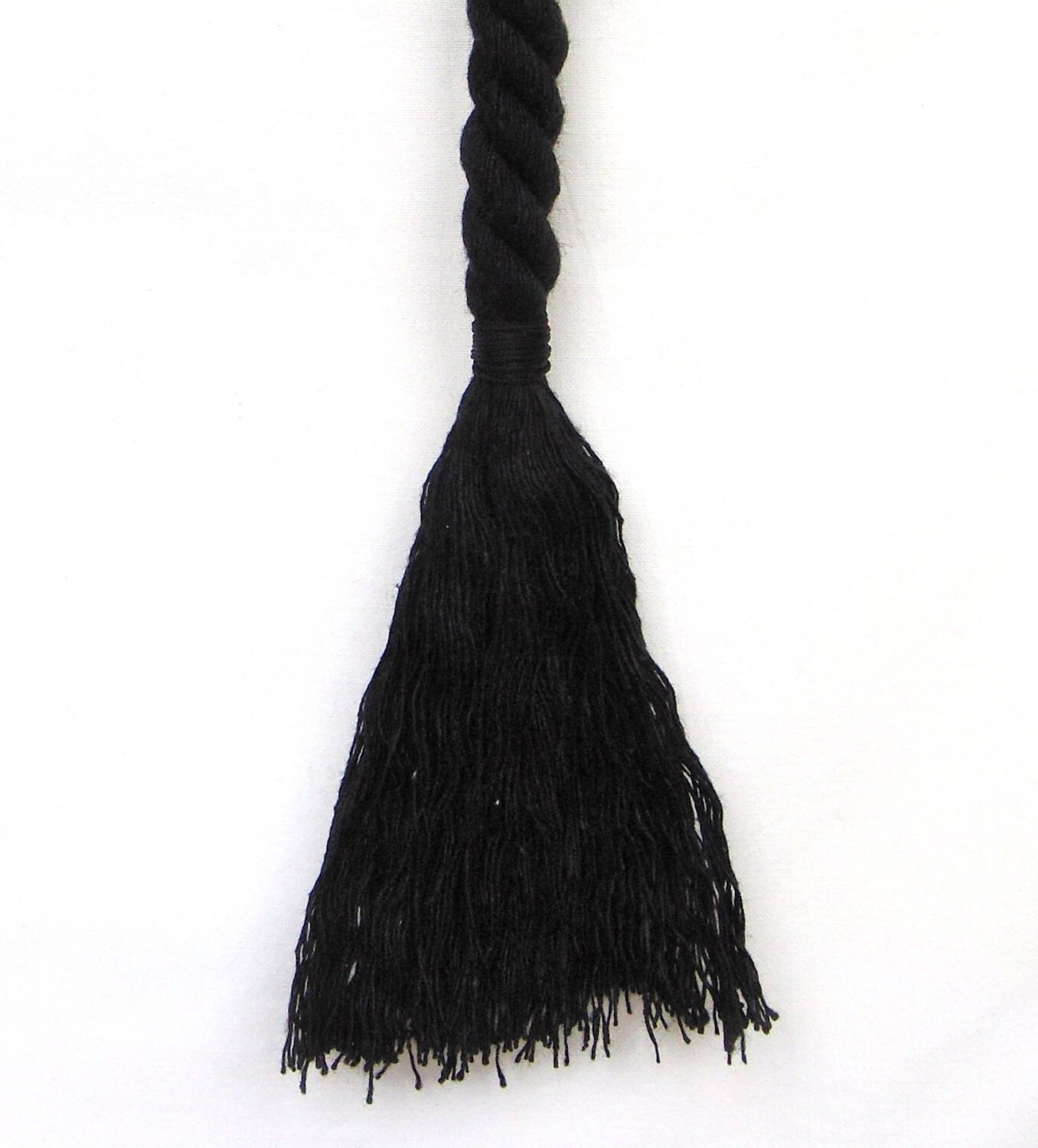 Black Twisted Cotton Cord, Black Wrapped Cord, 10-11mm Soft