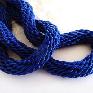 Knitted Round Cord 15mm Electric Blue, Semisoft cord  - 1Yard/ 92cm (1 piece)