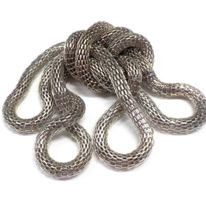 6 mm Mesh Kette, Rhodinierte Stahl Netzkette, Runde Kette, Mesh Runde Kette ideal für Armbänder oder Halsketten - 19 cm (1 Stück)