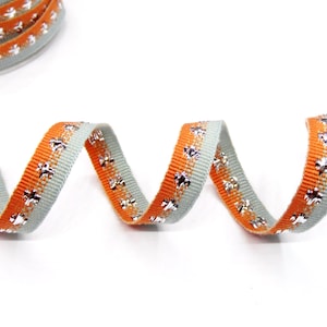 Ruban d’argent vert orange tissé, garniture de grosgrain, ruban double face, décor à la maison, sac de bijoux de chapeau de carte faisant le ruban 10mm - 1 yard