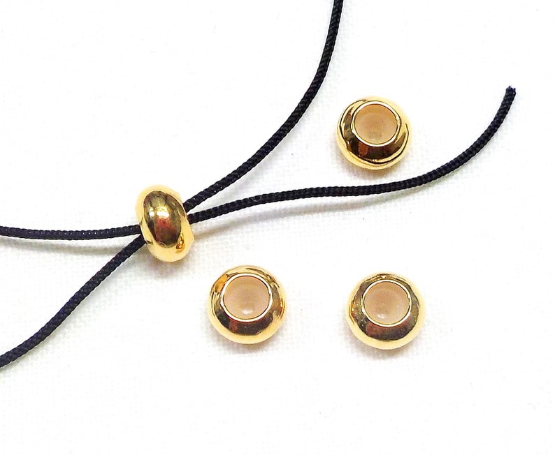 Gold Stopper Beads With Rubber Tube Slider Stopper Beads Etsy