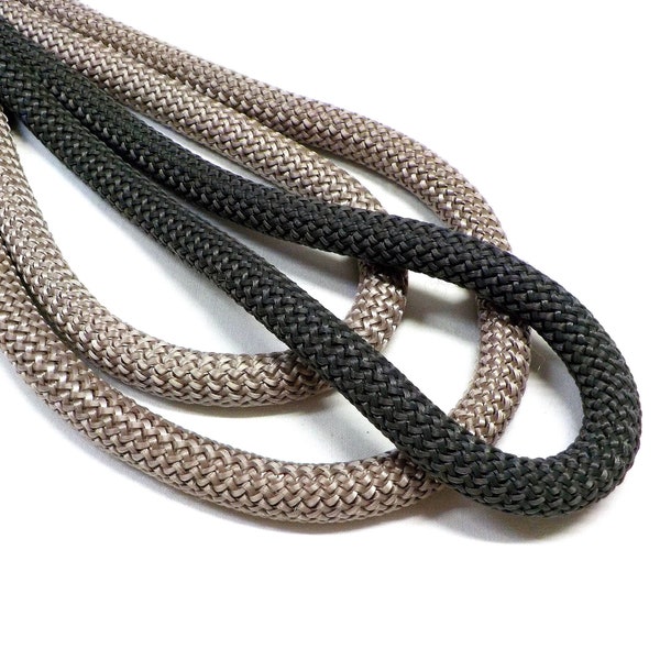 Cordon tressé, cordon d'escalade semi-doux, corde grise, corde gris foncé, cordon rond paracorde 9-10 mm, idéal pour la laisse de chien - 1 yard/pièce