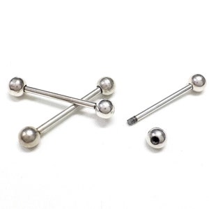 Silver Plated over Brass Bar With Screw, Screw Bar, Collar Bar, Screw End, Ball Ends 33x2mm (balls 6mm) - 2 pcs