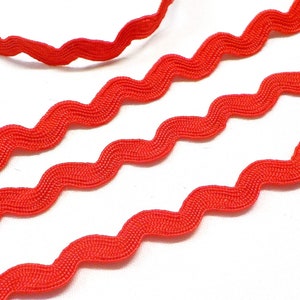 Red Ric Rac Ribbon, Ric Rac Sewing Trim, Zig Zag Braid Trim, Sewing Rick Rack, Home Decor Card Hat Jewelry Making, Bag Shoe Making - 5 yards