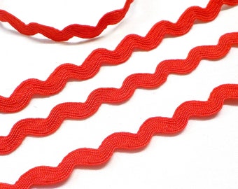 Red Ric Rac Ribbon, Ric Rac Sewing Trim, Zig Zag Braid Trim, Sewing Rick Rack, Home Decor Card Hat Jewelry Making, Bag Shoe Making - 5 yards