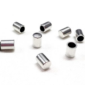 Silver End Caps 3x4mm (without Loop and Hole) for 2mm Leather, Leathers Edge, Cord Ends, Cord Terminators, Cord End Hat (Ø 2.2mm) - 4 pcs