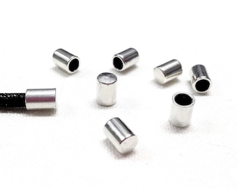 Silver End Caps 3x4mm (without Loop and Hole) for 2mm Leather, Leathers Edge, Cord Ends, Cord Terminators, Cord End Hat (Ø 2.2mm) - 4 pcs