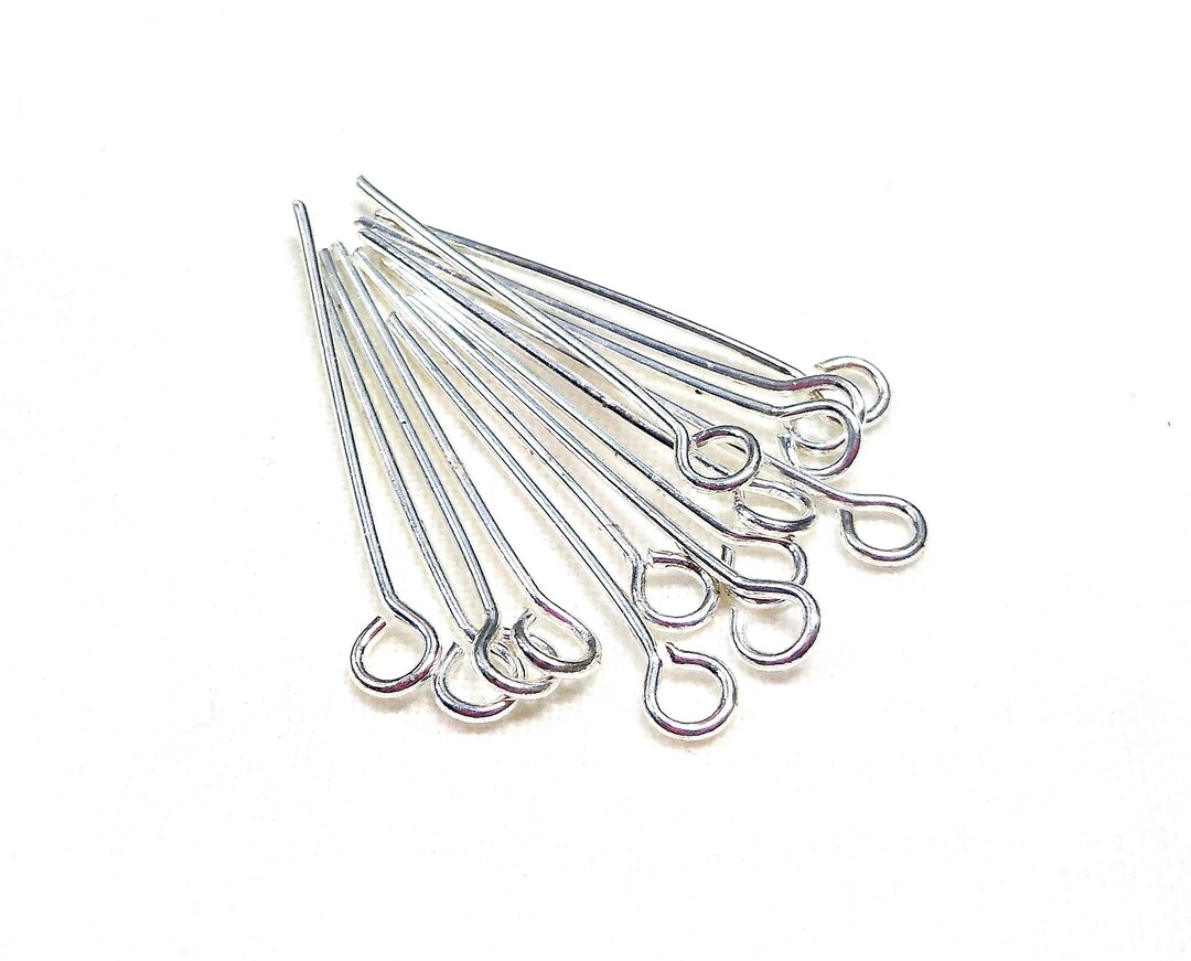 Silver Plated Over Brass Eye Pins, Eye Head Pins, Wire Wrapping Jewelry