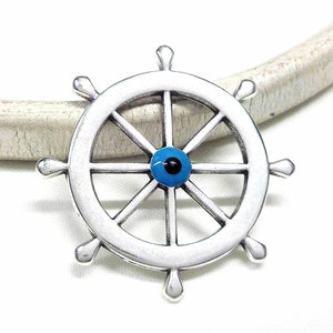 Ciondolo teschio marinaio in argento, collana timone