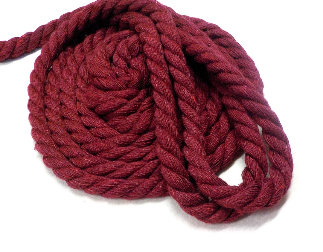Bordeaux Twisted Cotton Cord, Dark Red Wrapped Cord, 9mm Soft Rope Cord ...
