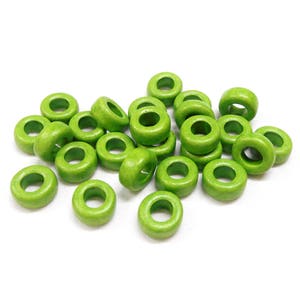 Greek Ceramic Pony Beads, Spacer Beads, Large Hole Tube Beads, Ceramic Slider, Green Matte Finish 10x6mm Ø 5mm 15 pieces image 4