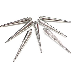 CCB Spike Cone Beads Silver Plated Lightweight Beads 5 x 35.5mm- 20 pieces