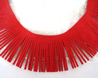 Fringe Trim Faux Suede Red Suede, Flat Suede Piece Fringe, 60mm Wide, Length 12 inches/ 30,5cm approx. - 1 piece