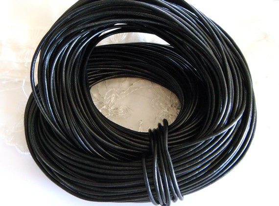 Genuine Leather Cord, Round 2mm, by The Yard, Natural Black