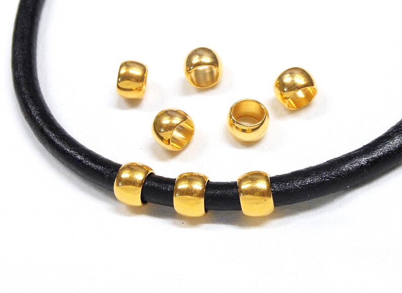Solid Brass Balls Gold Plated Large Hole Metal Beads Etsy