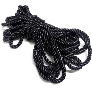 5mm Black Satin Twisted Cord, Wrapped Thread Cord, Rope Cord- 2 Yards/ 1,84m approx.(1 piece)