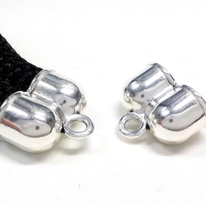 Silverfärgade dubbla ändkapslar 25x20x13mm (Ø 10,2 mm per hål), sladdkant, sladdavslutare för sladd 10 mm - 2-pack