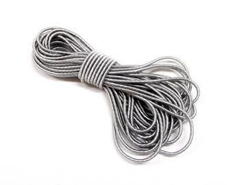 2mm Silver Wrapped Silk Satin Cord, Soutache Wrapped Thread Cord, Artificial Silk Cord, Rope Cord - 2 Yards/1,84m approx.(1 piece)