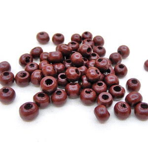 Brown Round Wooden Beads, Brown Wooden Beads, Brown Wood Beads, 6x4.5mm/ Ø 2.5mm - 120 pcs
