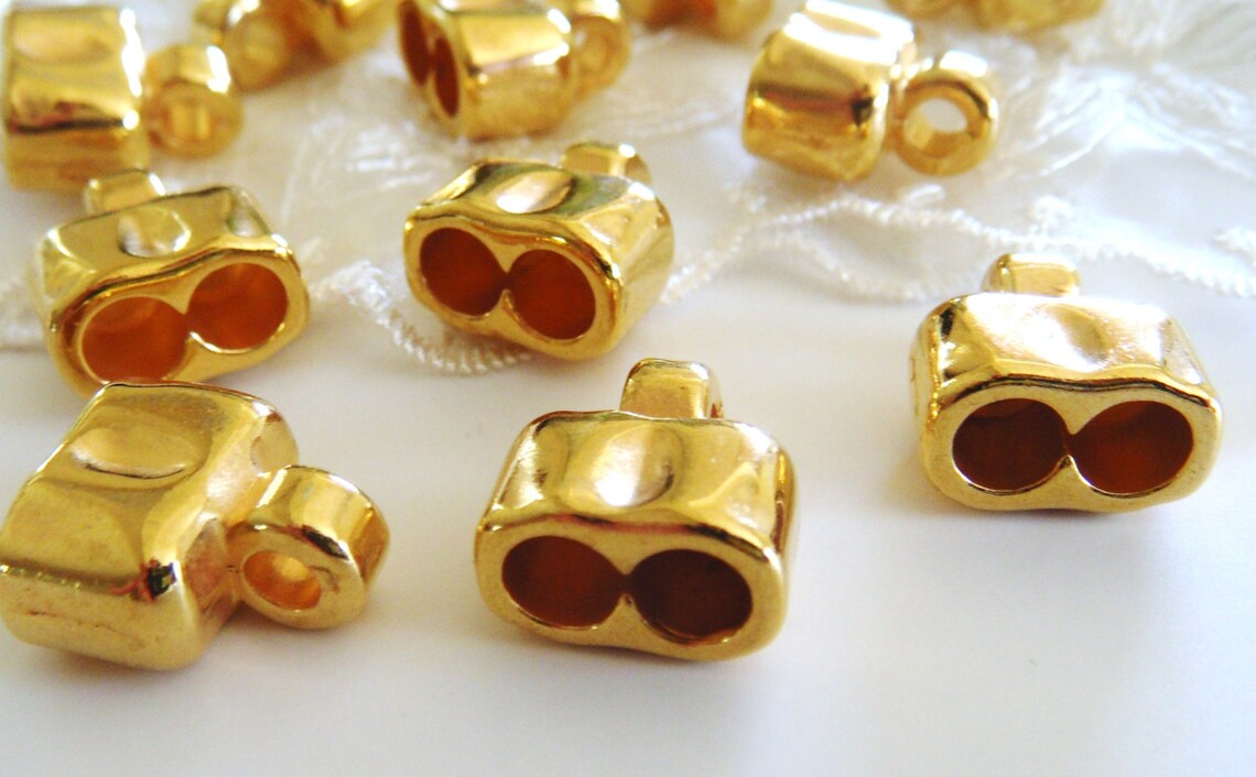 Gold Plated Double End Caps Double Terminator Double Cord Etsy