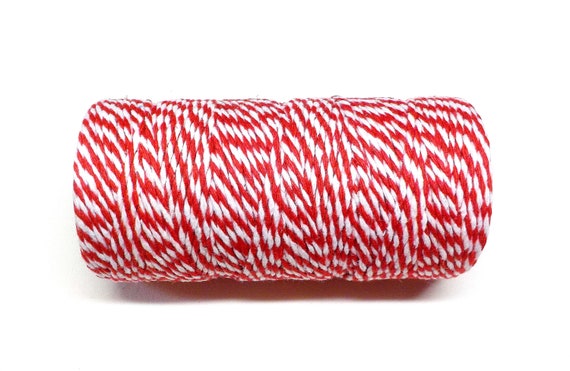 Red White Twisted Cotton Cord, Twisted Cotton String, Bakers Twine 1.5mm  Approx. 10 Yards / 30 Feet Approx.1 Piece 