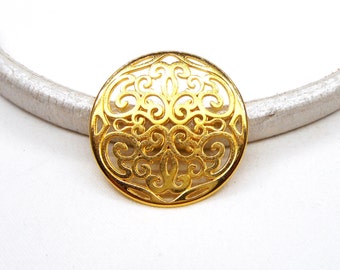 Gold Plated Filigree Round Connector, Filigree Pendant, Greek Metal Cast, Metal Zamak Cast Filigree Pendant 31mm - 1 piece