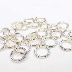 Silver Plated over Brass High Quality Big Jump Rings, Silver Shiny Jump Rings, 14mm x 10mm x 2mm, 12 Gauge, Non Tarnish - 6 pieces