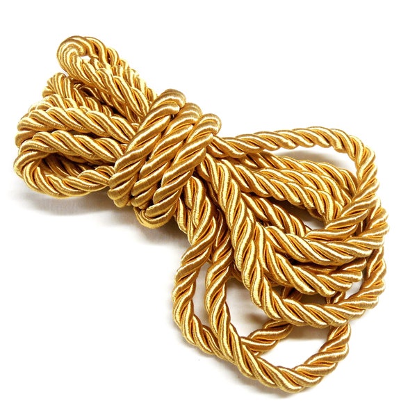 Gold Satin Twisted Cord, Wrapped Thread Cord, 9mm Rope Cord- 1 Yard/ 0,92m approx.(1 piece)