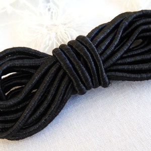 Black Wrapped Silk Satin Cord, Soutache Wrapped Thread Cord 2,5mm, Rope Cord- 2 Yards/  1,84m approx.(1 piece)