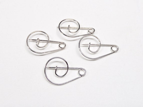 safety pin with 7 holes, silver plated, pin, pin brooch, bail, safety pin,  7 hole pin