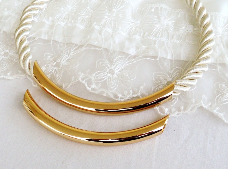 Gold Plated over Brass Necklace Tube Tube Arched Bar Curved Etsy