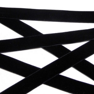 Black Velvet Lace, Black Velvet Ribbon, Velvet Trim, Velvet Choker Lace, Velvet Choker Ribbon, 15mm width - 1yard/92cm approx. (1 piece)