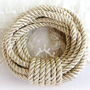 5mm Ivory Satin Twisted Cord, Wrapped Thread Cord, Rope Cord- 2 Yards/ 1,84m approx.(1 piece)