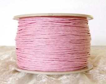 Pink Waxed Cord 1mm, Cotton Cord, Twisted Cotton String, Bakers Twine, Macrame Cord - 10 yards/ 9.2m approx.(1 piece)