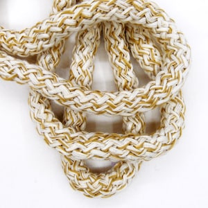 Knitted Trim Rope Cord, Soft Climbing Cord, Multicolor Beige Striped String Round Cord, 12mm- 80cm/ 2,6 Feet approx.(1 piece)