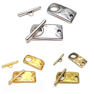 Rectangular Toggle Clasps, 999 Silver Plated 24K Gold Plated Bronze Toggle Closure, T- Clasp 32x16mm, T- Bar Toggle Clasp - 1 set