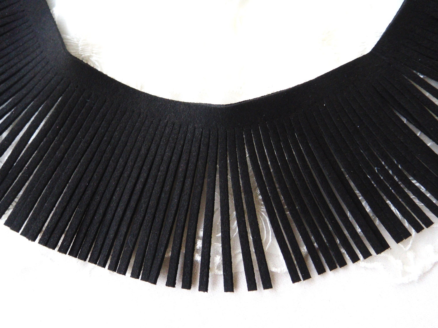 Fringe Trim Faux Suede Black, Flat Suede Piece Fringe, 60mm Wide, Length 12  Inches/ 30,5cm Approx. 1 Piece 