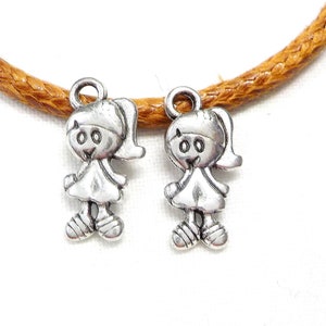 Silver Plated Charm Girl, Girl Charm, Little Girl Charm, Tiny Girl Charm, Girl Jewelry, Daughter Charm, Girl Necklace 7x14mm  - 2 pcs