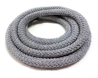 Oval Braided Trim Cord, Semisoft Cord, Licorice Style Rope, Grey Gray String Cord 8x10mm - 1Yard/ 0,92cm approx.(1 piece)