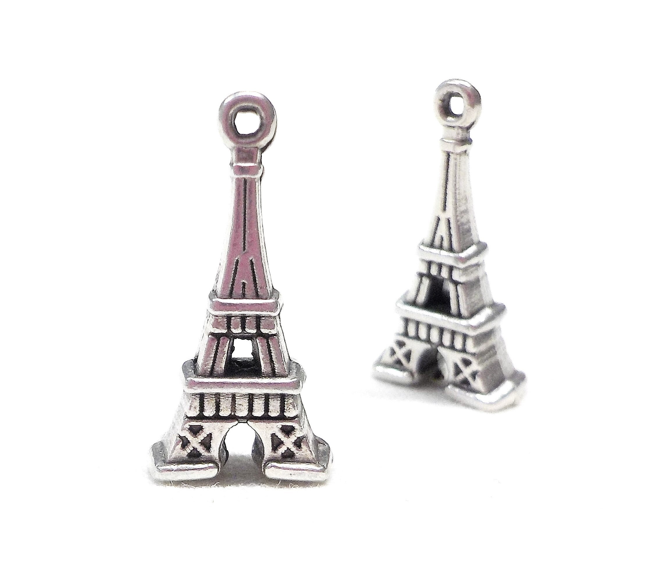 エッフェル塔チャーム、999シルバーメッキ3Dエッフェル塔ペンダント