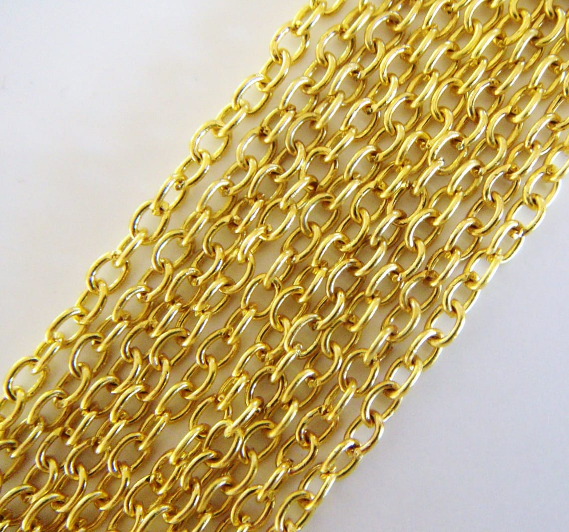 Gold Steel Jewelry Making Chain Oval Open Links 3x2mm Etsy