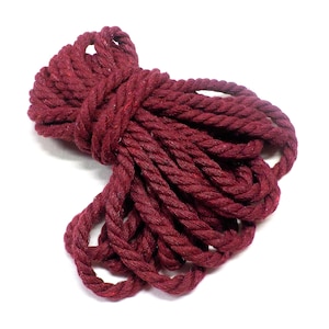 Bordeaux Twisted Cotton Cord, Dark Red Wrapped Cord, 6mm Soft Rope Cord, Home Deco Cord - 2 yards (1 piece)