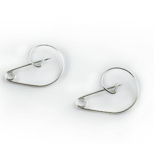 Silver Plated Safety Pin, Handmade Safety Pin Brooch, Charm Holder, Silver Brooch Pin, Silver Kilt Pin 25x18mm - 2pieces