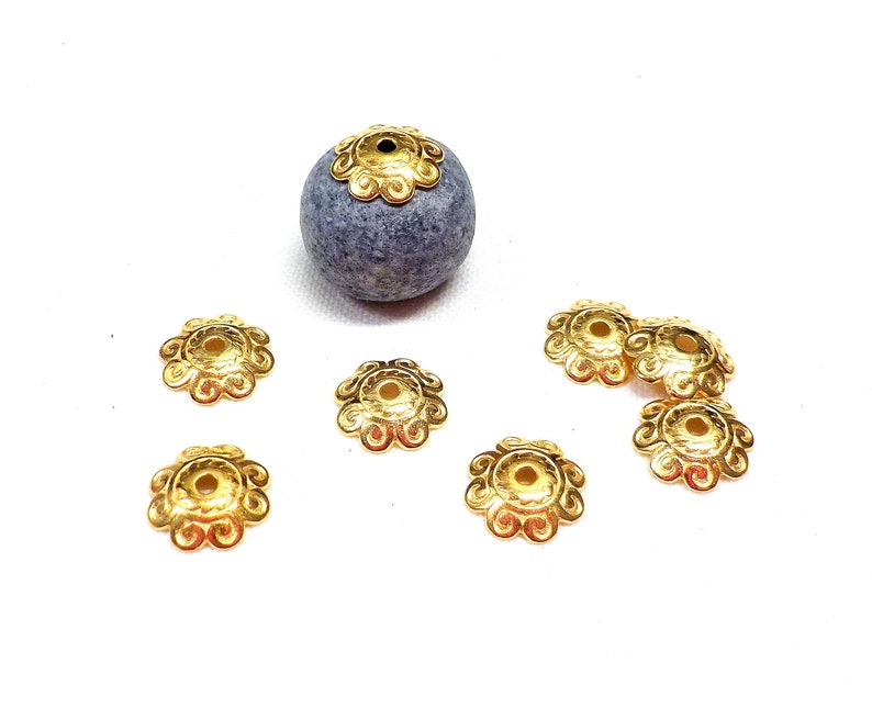 Gold Plated Flower Bead Caps Bead Ends Small Flower Bead Etsy