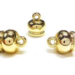 CCB End Cup 16x18mm, Yellow Gold End Caps, UV Plated Acrylic Terminal, Lightweight Cord Ends, Rope Cord End Caps Ø 10mm - 4 pcs