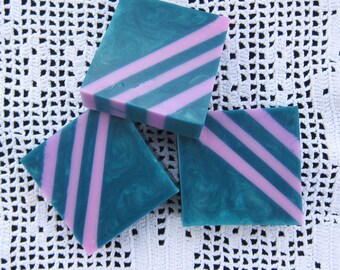 Lilac in Blue and Violet Stripes Glycerin and Shea Butter Soap