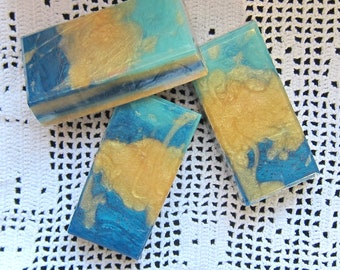 Vetiver Outer Space Glycerin Soap Blue, Aqua, Gold shimmering colors