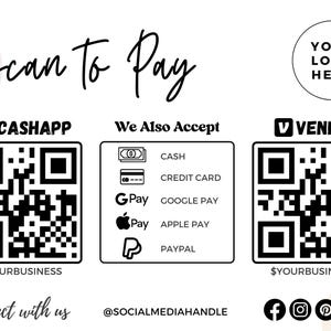 Carte Scan-to-Pay modifiable pour entreprise - Carte portefeuille personnalisable avec code QR scannable pour des transactions faciles - Cadeau personnel parfait